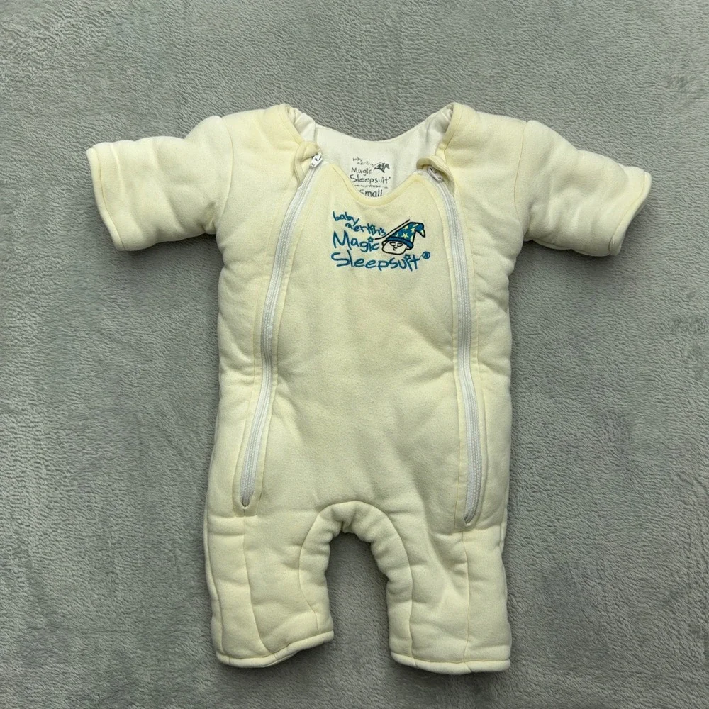 Baby Merlin Magic Sleepsuit Unisex Small Cream Transition Swaddle Double Zipper